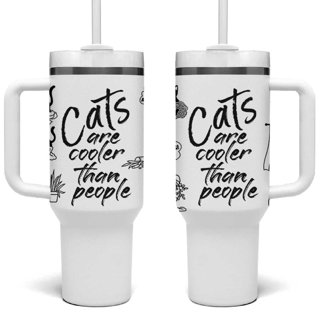 Cat Lover Gifts Tumbler With Handle Cats Are Cooler Than People Black Cat Mom