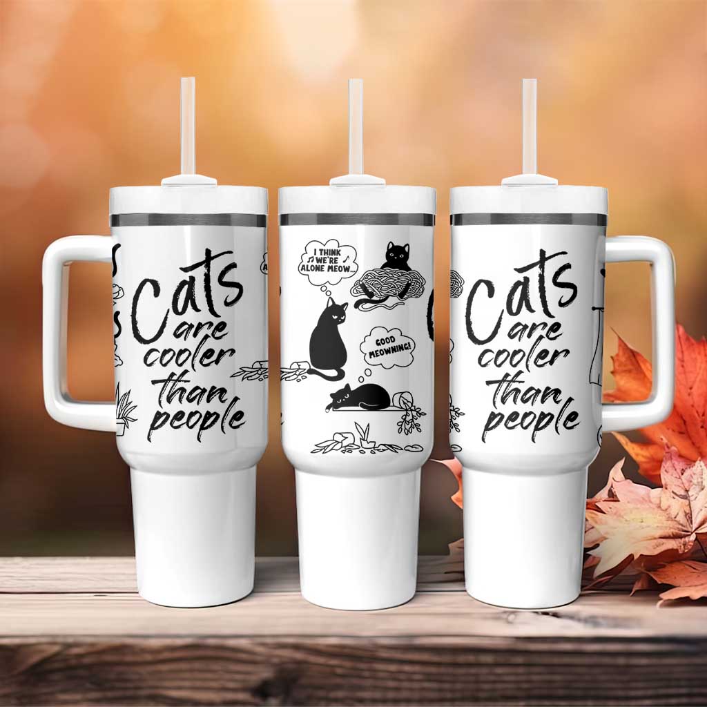 Cat Lover Gifts Tumbler With Handle Cats Are Cooler Than People Black Cat Mom