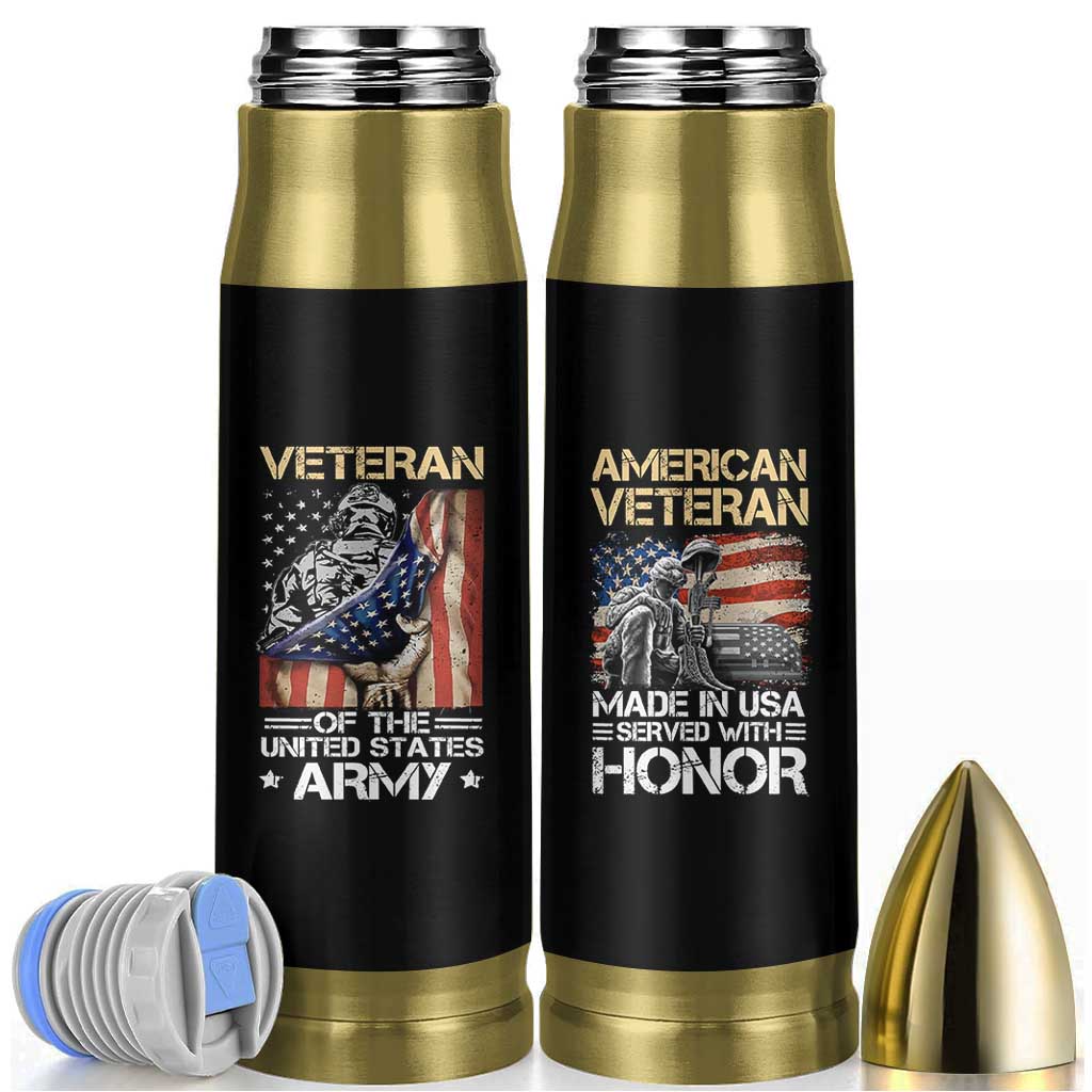 Veteran Of The United States Army Bullet Tumbler Vintage American Flag