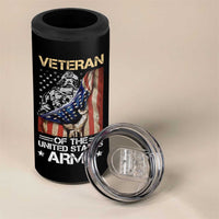 Veteran Of The United States Army 4 in 1 Can Cooler Tumbler Vintage American Flag