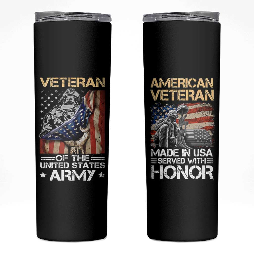 Veteran Of The United States Army Skinny Tumbler Vintage American Flag