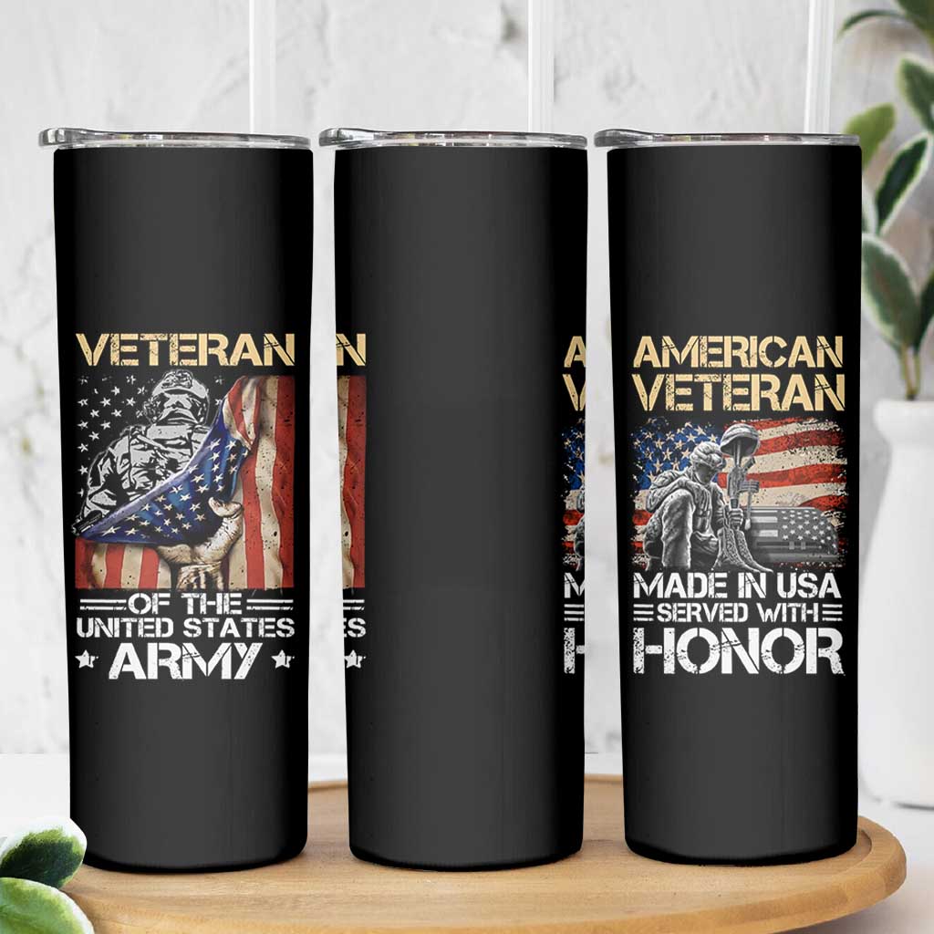 Veteran Of The United States Army Skinny Tumbler Vintage American Flag