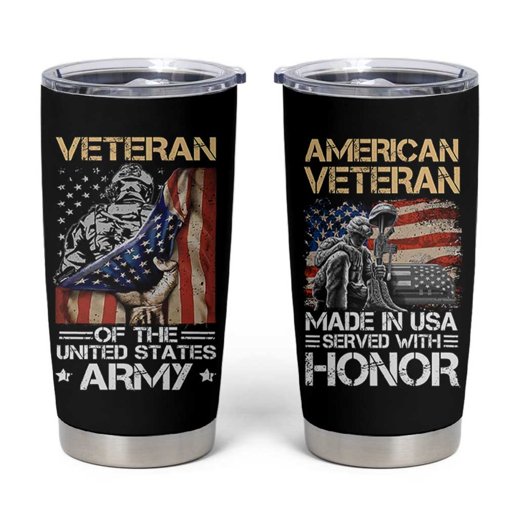 Veteran Of The United States Army Tumbler Cup Vintage American Flag