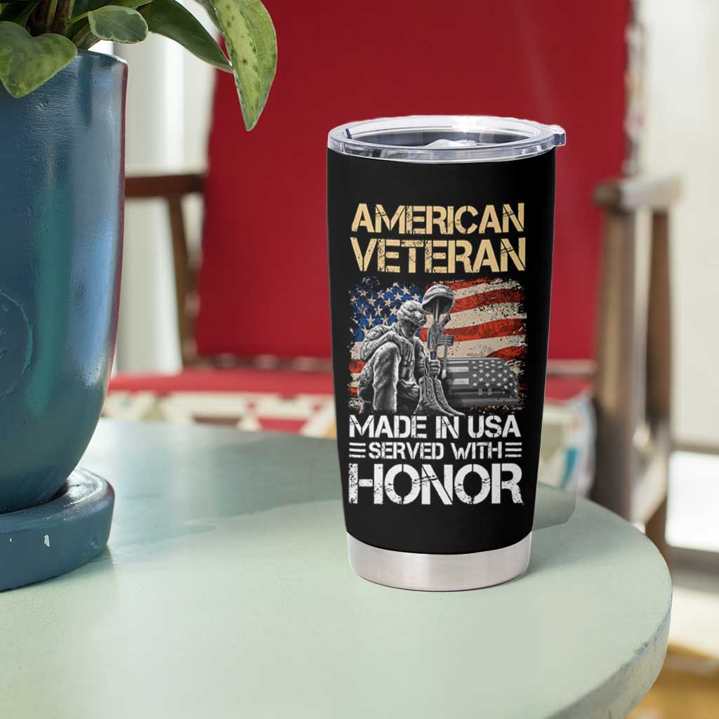 Veteran Of The United States Army Tumbler Cup Vintage American Flag