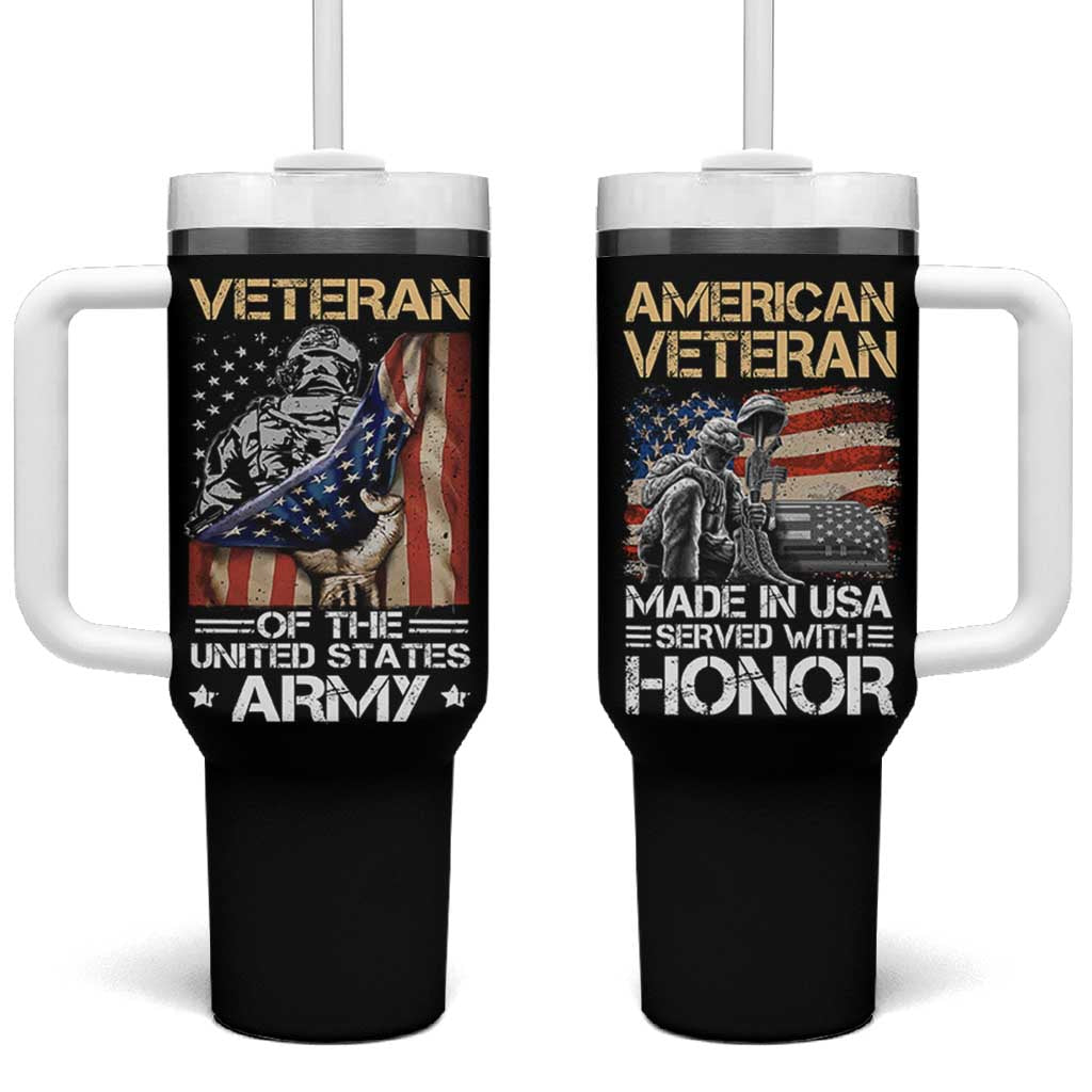 Veteran Of The United States Army Tumbler With Handle Vintage American Flag