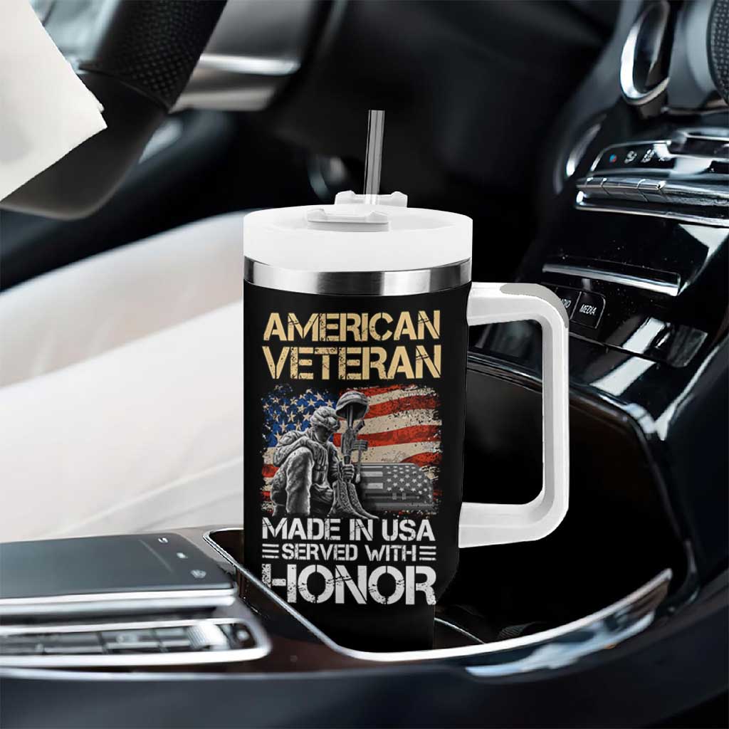 Veteran Of The United States Army Tumbler With Handle Vintage American Flag