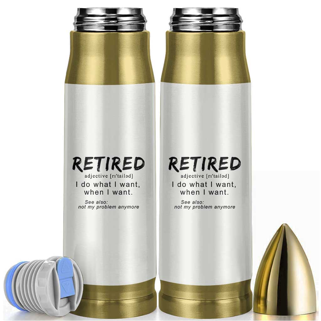 Funny Retirement Gifts Bullet Tumbler Retired Definition Coworker Gag Gifts