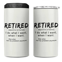 Funny Retirement Gifts 4 in 1 Can Cooler Tumbler Retired Definition Coworker Gag Gifts