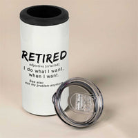 Funny Retirement Gifts 4 in 1 Can Cooler Tumbler Retired Definition Coworker Gag Gifts