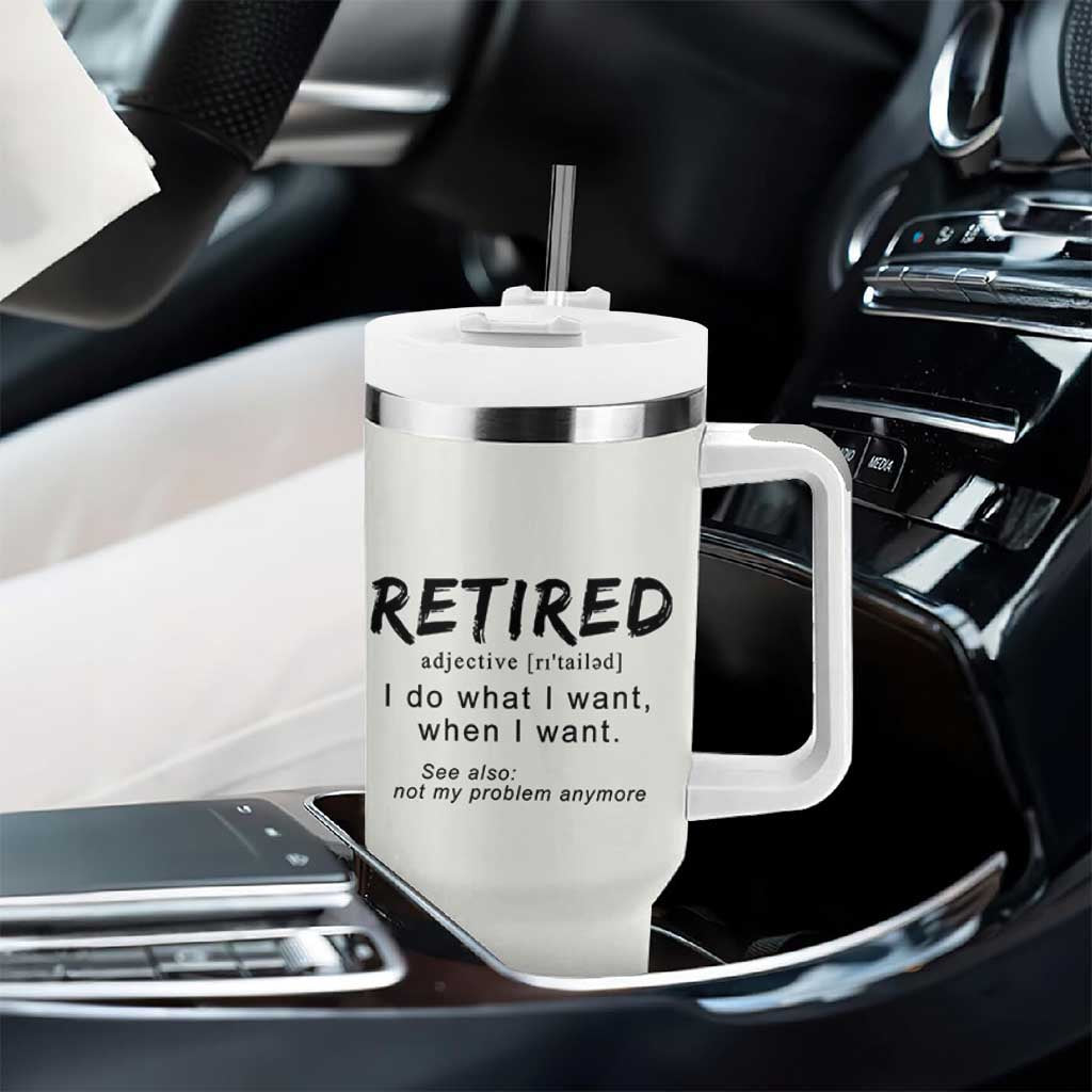 Funny Retirement Gifts Tumbler With Handle Retired Definition Coworker Gag Gifts