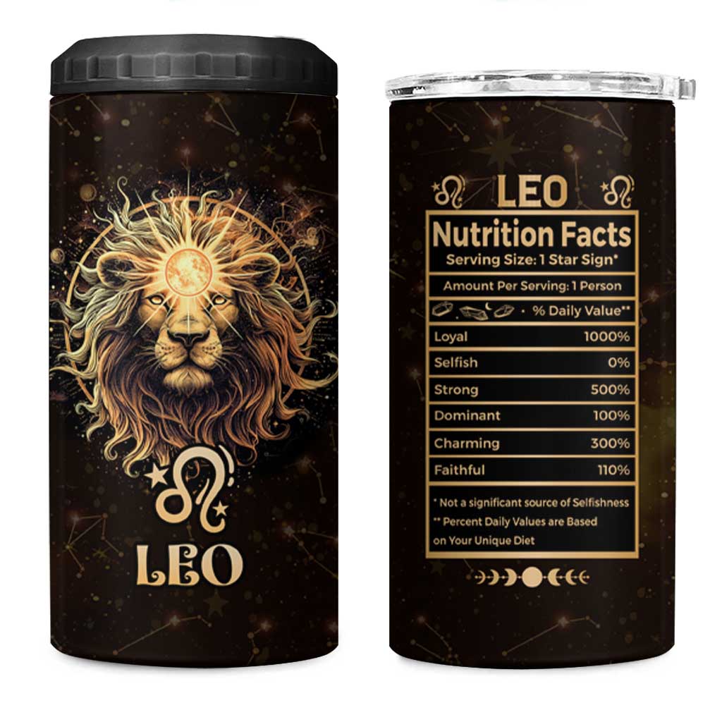 Leo Birthday 4 in 1 Can Cooler Tumbler Born in July August Lion Zodiac Symbol Horoscope Astrology - Wonder Print Shop
