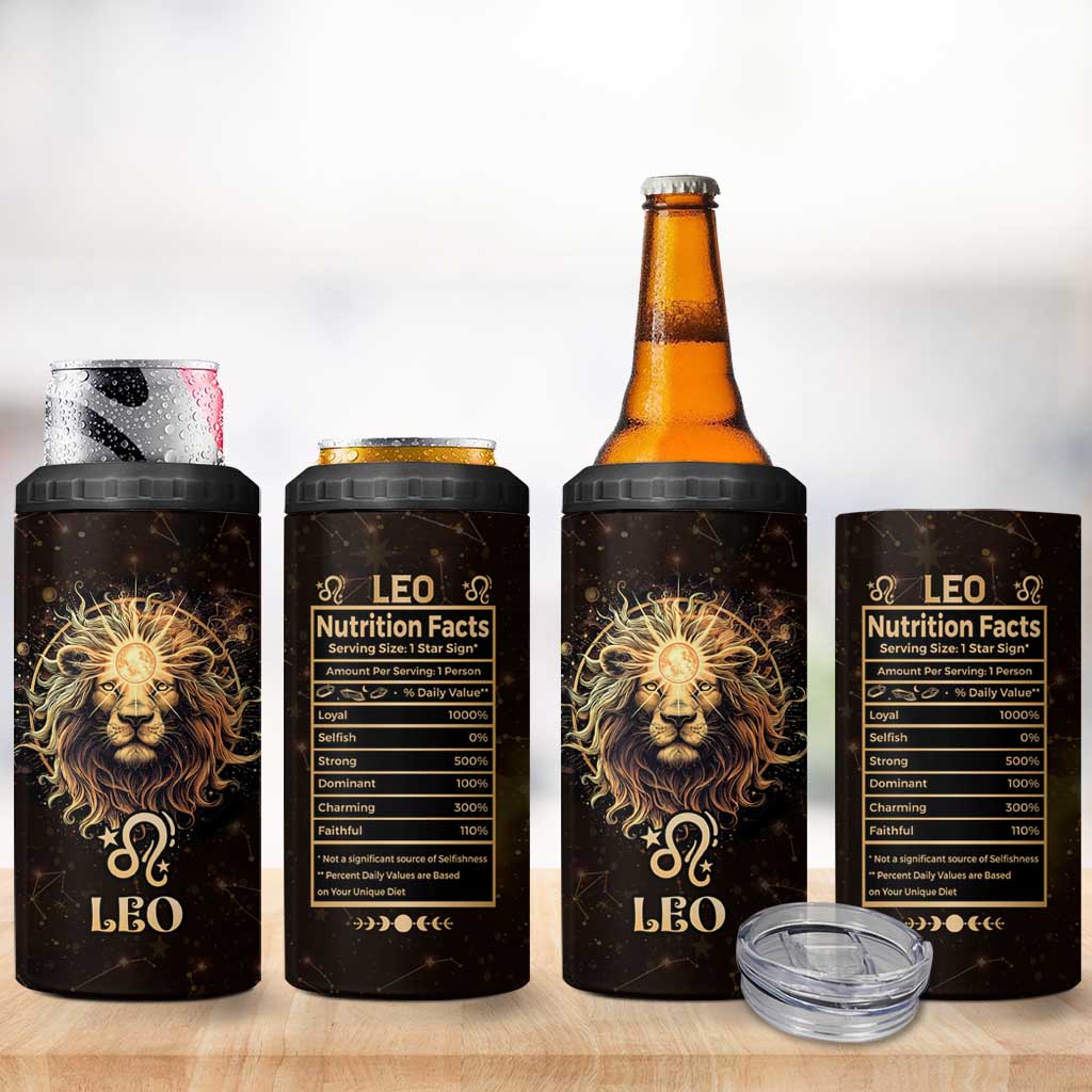 Leo Birthday 4 in 1 Can Cooler Tumbler Born in July August Lion Zodiac Symbol Horoscope Astrology - Wonder Print Shop