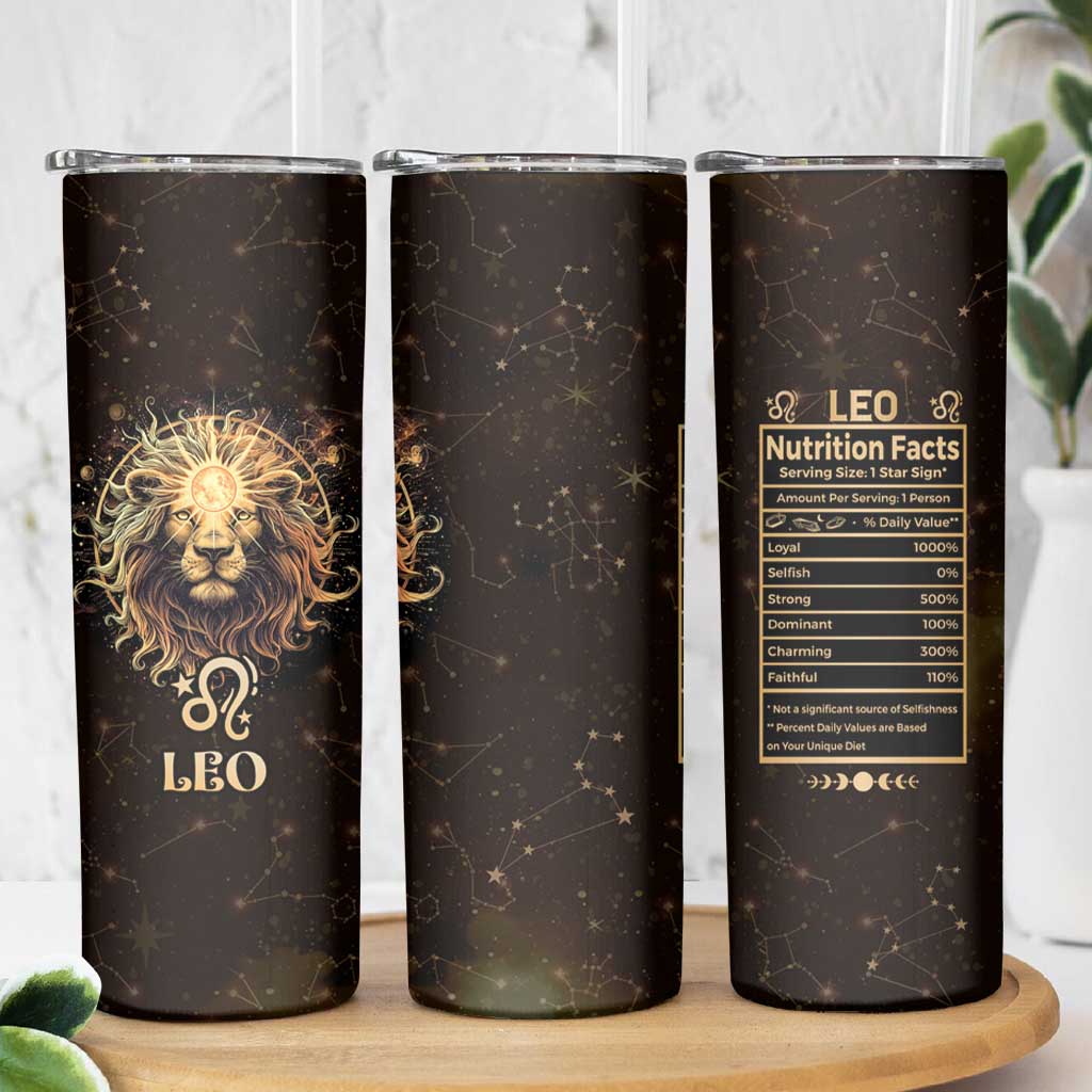 Leo Birthday Skinny Tumbler Born in July August Lion Zodiac Symbol Horoscope Astrology - Wonder Print Shop