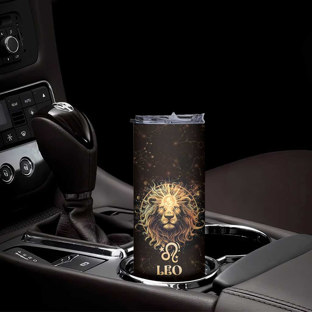 Leo Birthday Skinny Tumbler Born in July August Lion Zodiac Symbol Horoscope Astrology - Wonder Print Shop