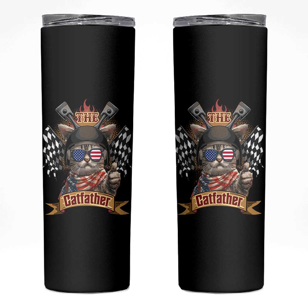 The Catfather Skinny Tumbler Best Cat Dad Ever Funny Father's Day Cat Lover Gift