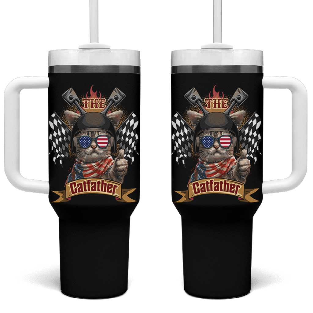 The Catfather Tumbler With Handle Best Cat Dad Ever Funny Father's Day Cat Lover Gift