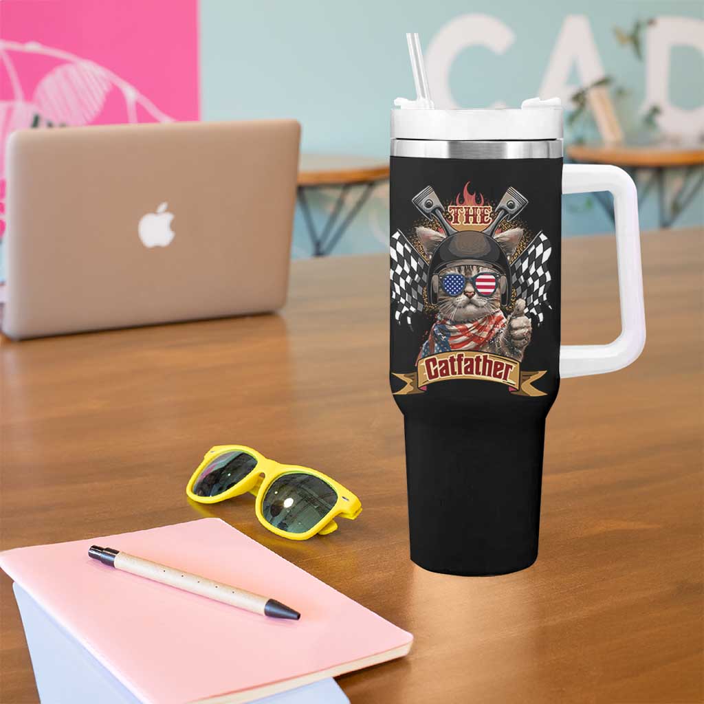 The Catfather Tumbler With Handle Best Cat Dad Ever Funny Father's Day Cat Lover Gift