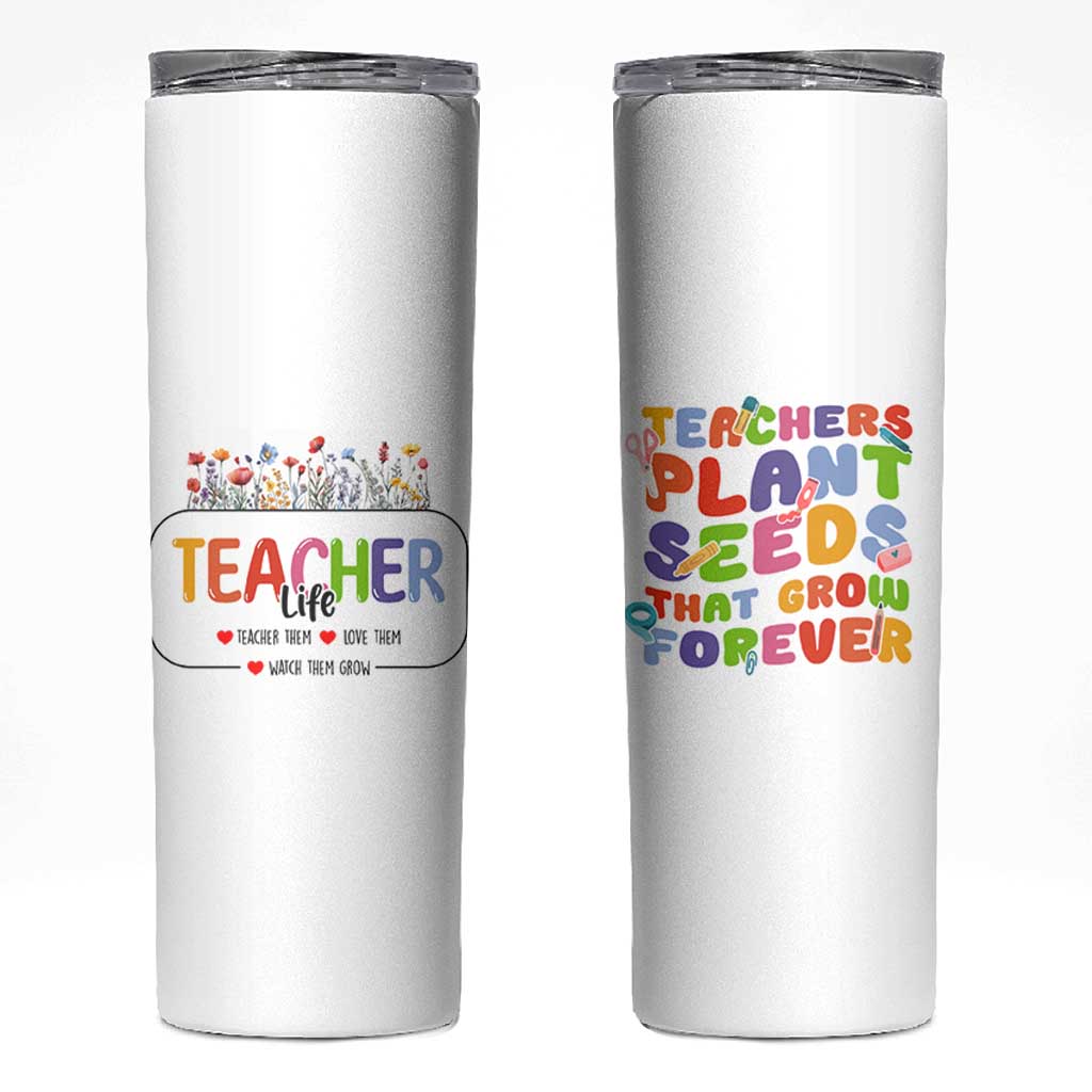 Teacher Life Skinny Tumbler Thank You For Helping Me Grow Best Teacher Appreciation Gifts