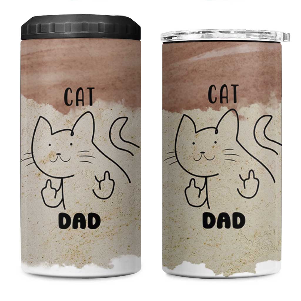 Funny Cat Dad 4 in 1 Can Cooler Tumbler Father's Day Cat Lover Gag Gift