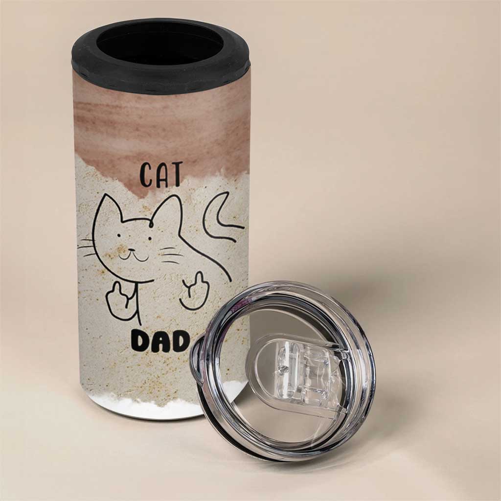 Funny Cat Dad 4 in 1 Can Cooler Tumbler Father's Day Cat Lover Gag Gift