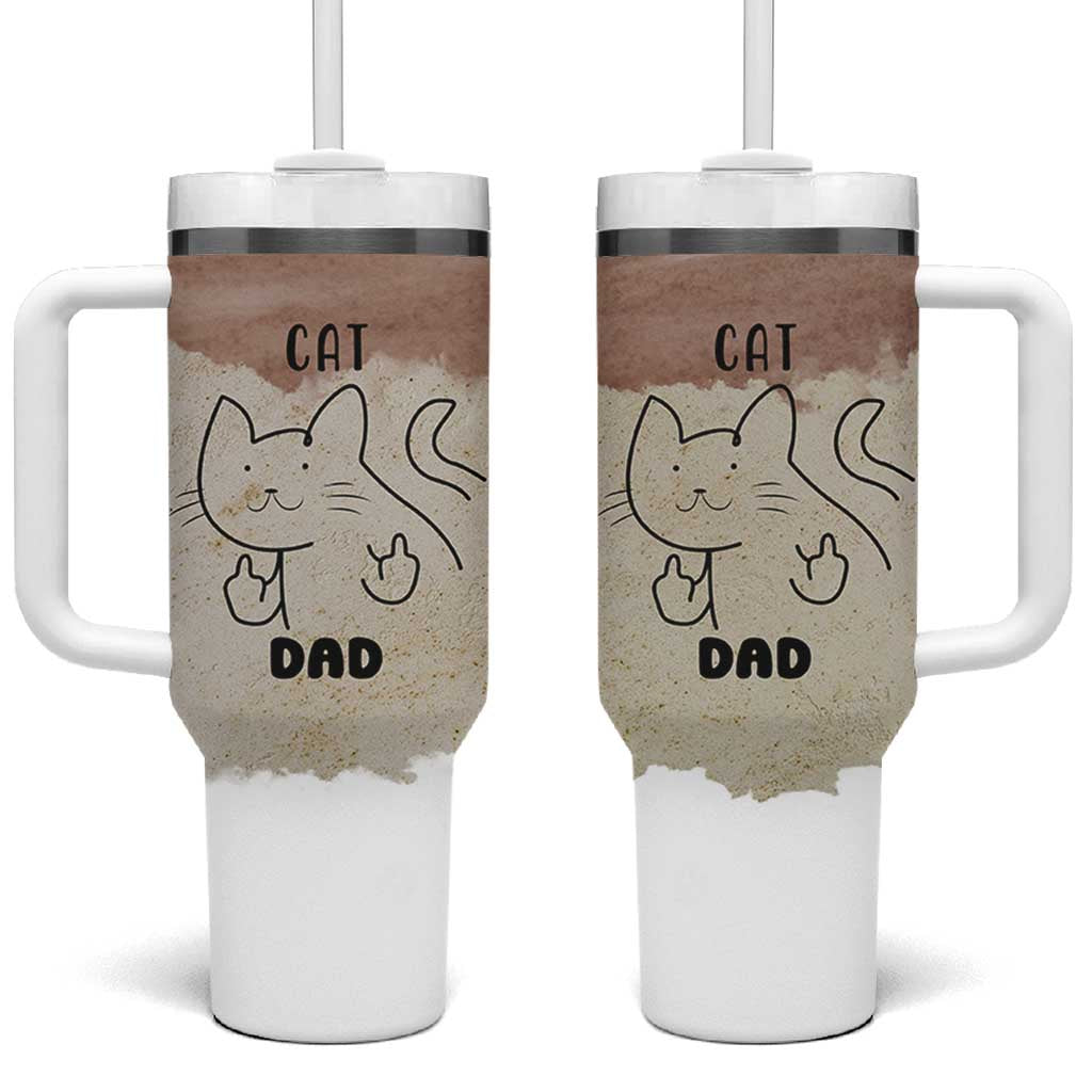 Funny Cat Dad Tumbler With Handle Father's Day Cat Lover Gag Gift