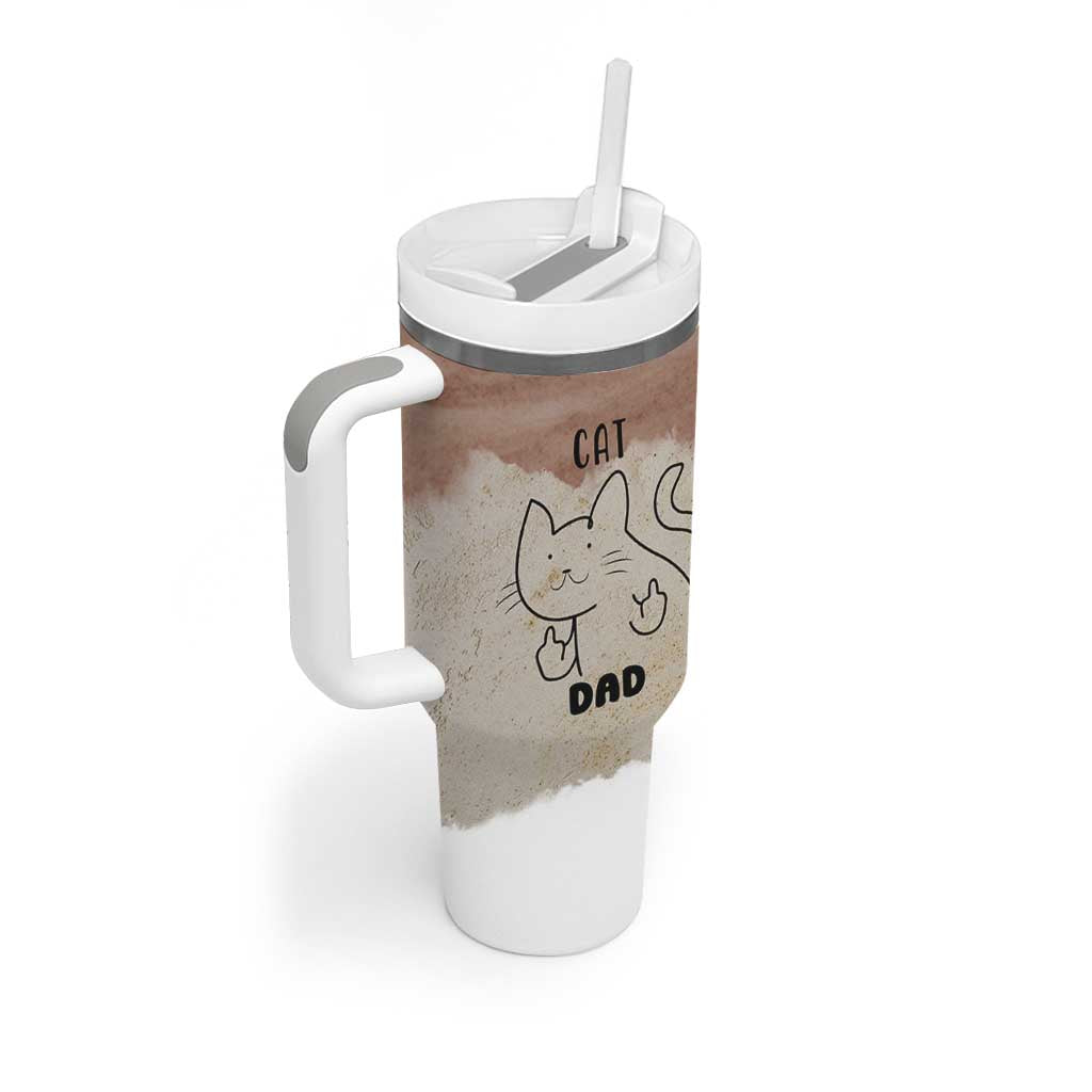 Funny Cat Dad Tumbler With Handle Father's Day Cat Lover Gag Gift