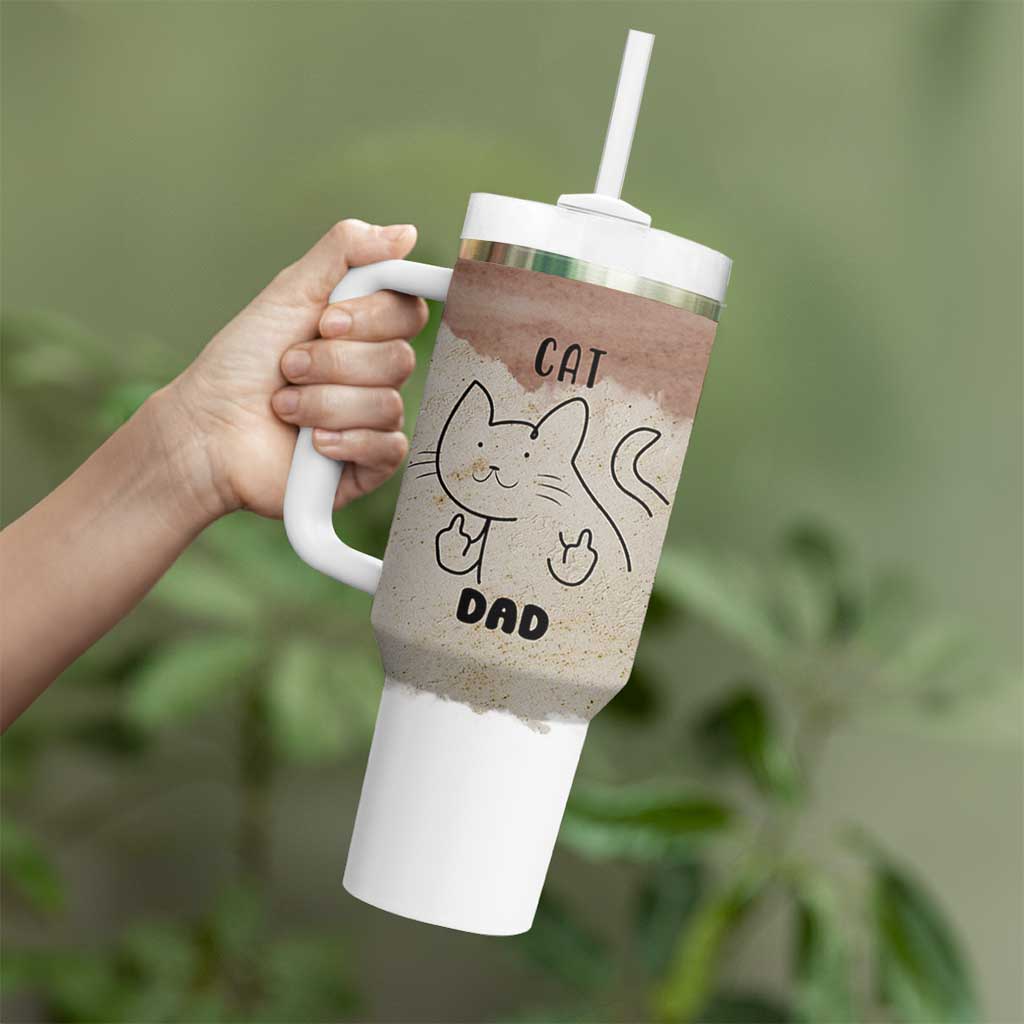 Funny Cat Dad Tumbler With Handle Father's Day Cat Lover Gag Gift