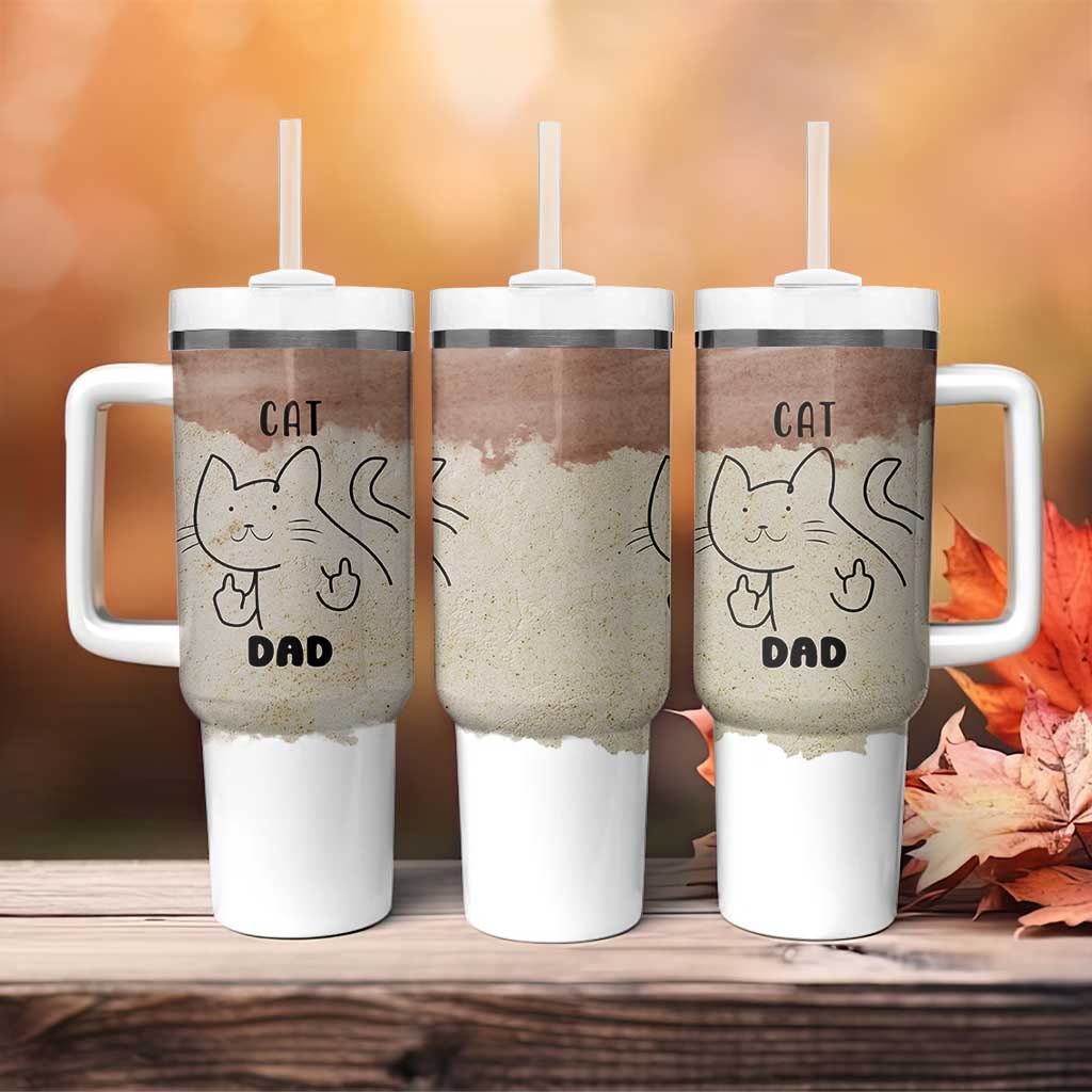 Funny Cat Dad Tumbler With Handle Father's Day Cat Lover Gag Gift