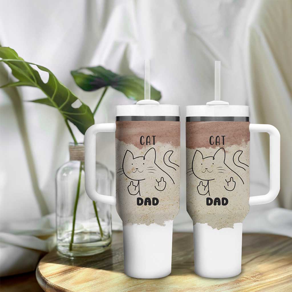 Funny Cat Dad Tumbler With Handle Father's Day Cat Lover Gag Gift