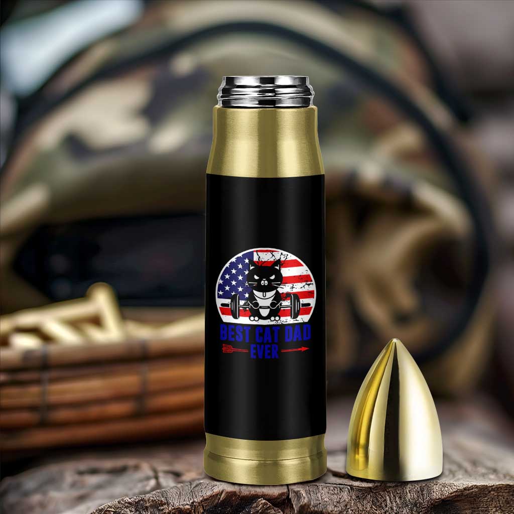 Best Cat Dad Ever Bullet Tumbler Funny Father's Day Cat Lover Gag Gift American Flag