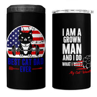 Best Cat Dad Ever 4 in 1 Can Cooler Tumbler Funny Father's Day Cat Lover Gag Gift American Flag