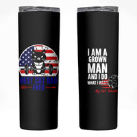 Best Cat Dad Ever Skinny Tumbler Funny Father's Day Cat Lover Gag Gift American Flag