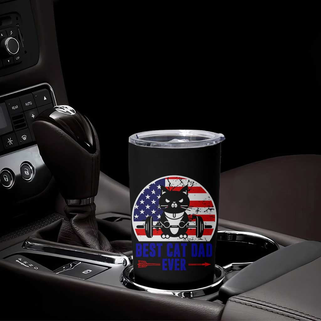 Best Cat Dad Ever Tumbler Cup Funny Father's Day Cat Lover Gag Gift American Flag
