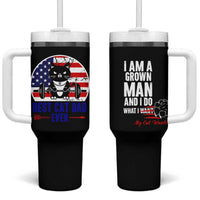 Best Cat Dad Ever Tumbler With Handle Funny Father's Day Cat Lover Gag Gift American Flag