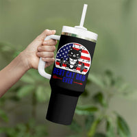 Best Cat Dad Ever Tumbler With Handle Funny Father's Day Cat Lover Gag Gift American Flag