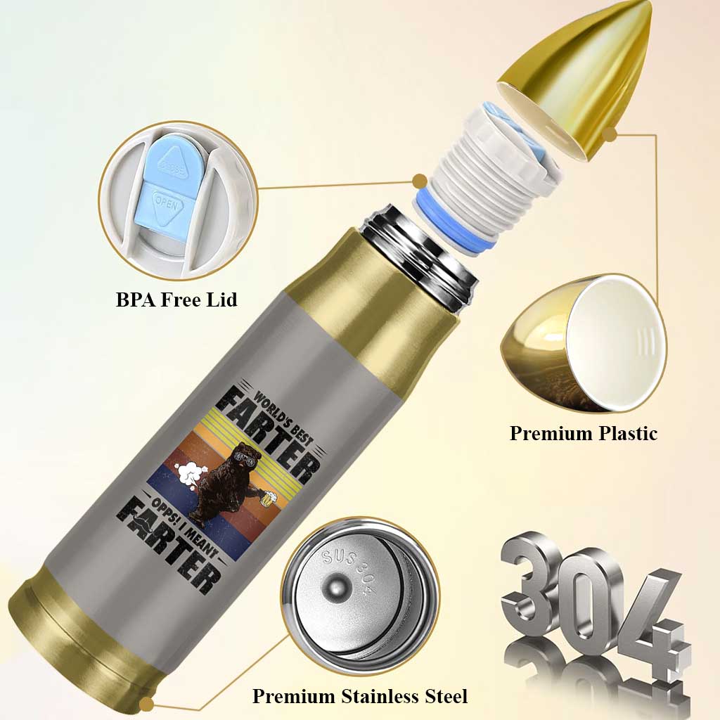 Funny Father's Day Gift For Dad Bullet Tumbler Papa Bear World's Best Farter I Mean Father