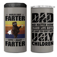 Funny Father's Day Gift For Dad 4 in 1 Can Cooler Tumbler Papa Bear World's Best Farter I Mean Father