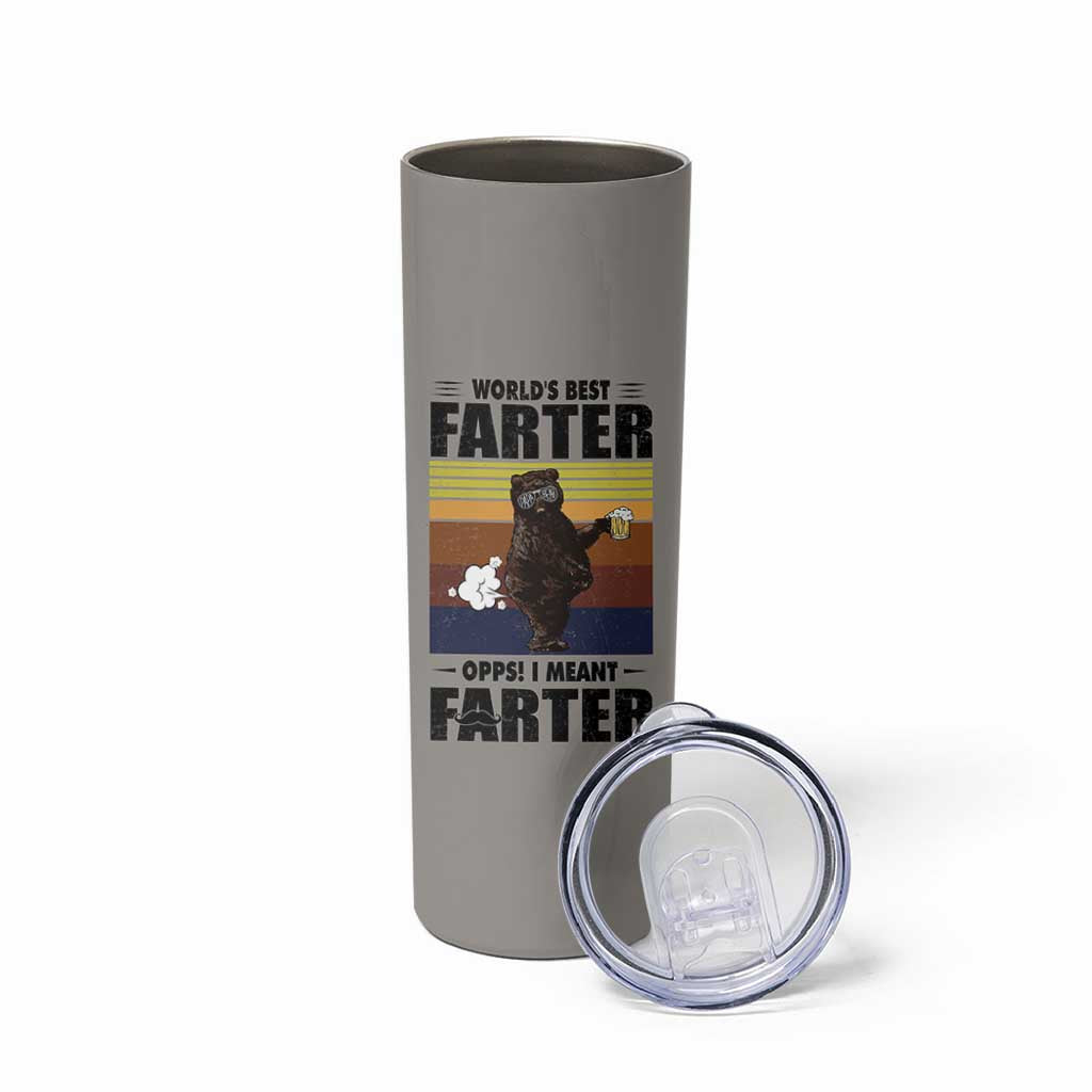 Funny Father's Day Gift For Dad Skinny Tumbler Papa Bear World's Best Farter I Mean Father
