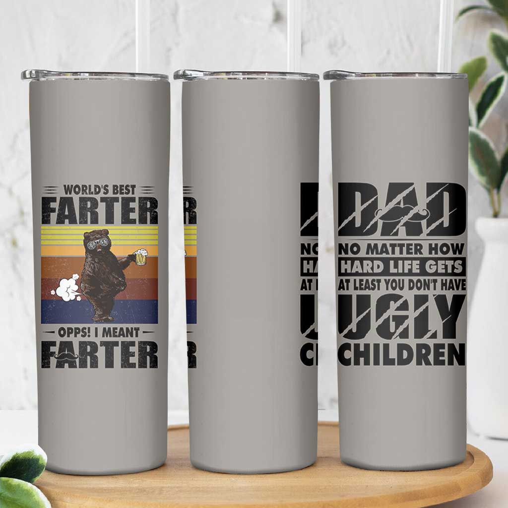 Funny Father's Day Gift For Dad Skinny Tumbler Papa Bear World's Best Farter I Mean Father