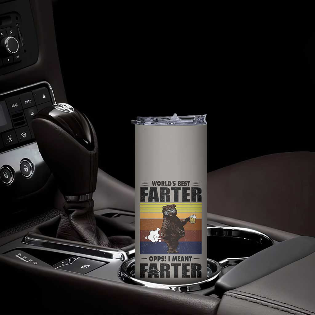 Funny Father's Day Gift For Dad Skinny Tumbler Papa Bear World's Best Farter I Mean Father