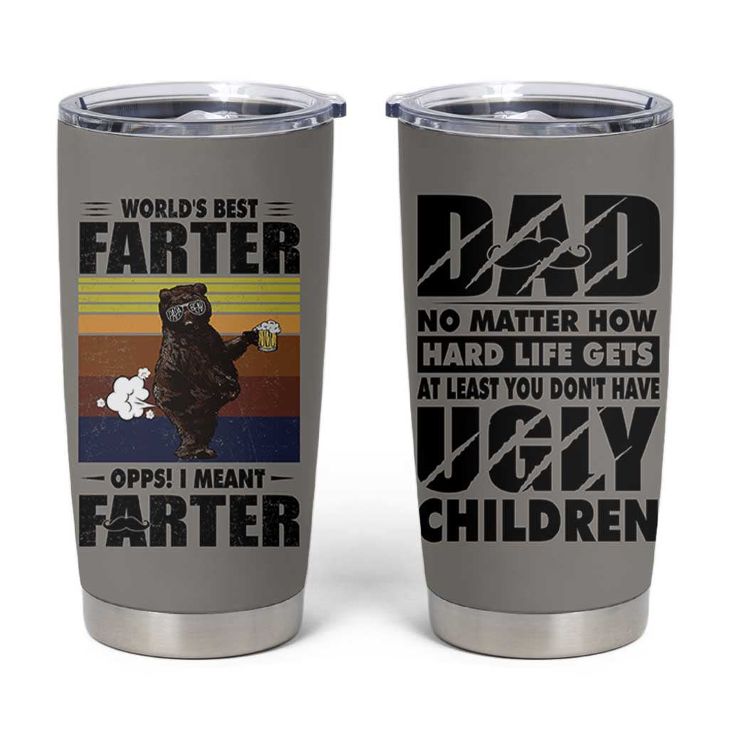 Funny Father's Day Gift For Dad Tumbler Cup Papa Bear World's Best Farter I Mean Father