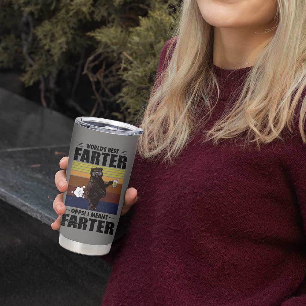 Funny Father's Day Gift For Dad Tumbler Cup Papa Bear World's Best Farter I Mean Father