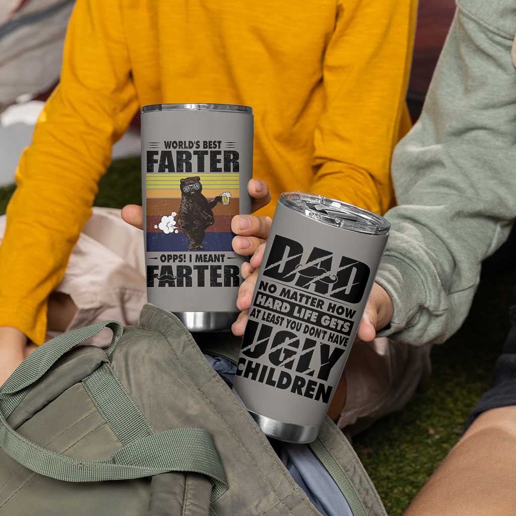 Funny Father's Day Gift For Dad Tumbler Cup Papa Bear World's Best Farter I Mean Father