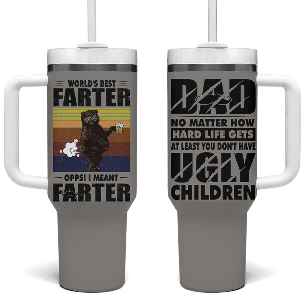 Funny Father's Day Gift For Dad Tumbler With Handle Papa Bear World's Best Farter I Mean Father