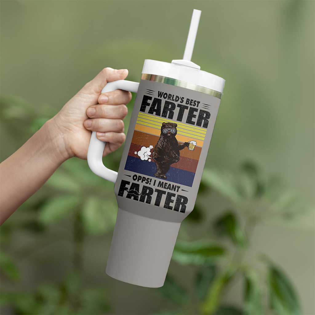 Funny Father's Day Gift For Dad Tumbler With Handle Papa Bear World's Best Farter I Mean Father