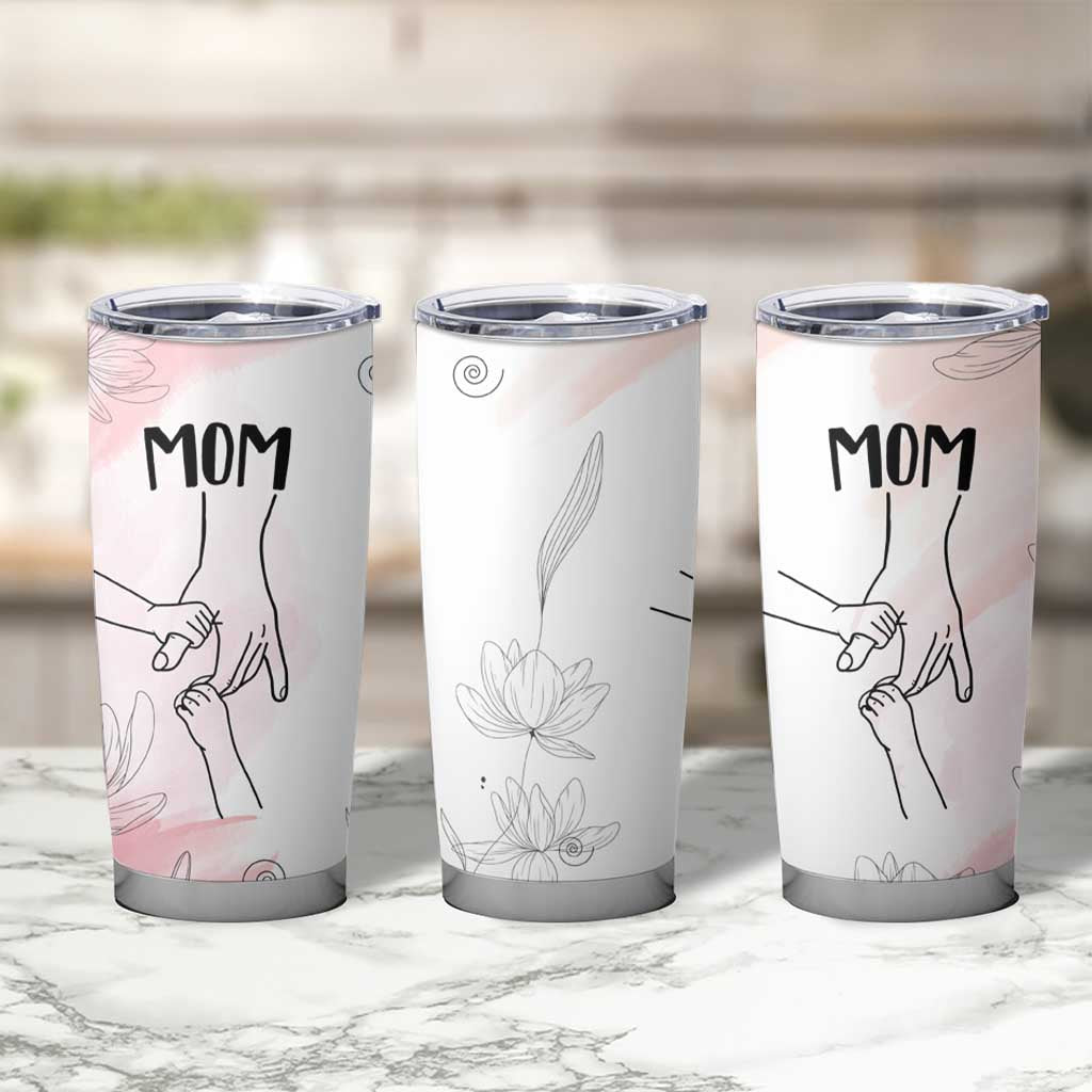Gift for Mom of 2 Children Tumbler Cup Mama Holding Hands Mothers Day Gift - Wonder Print Shop