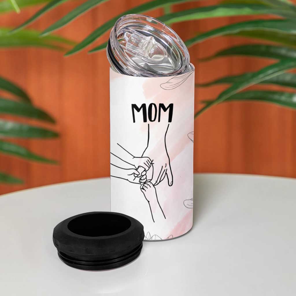 Gift for Mom of 3 Childrens 4 in 1 Can Cooler Tumbler Mama Holding Hands Mothers Day Gift - Wonder Print Shop