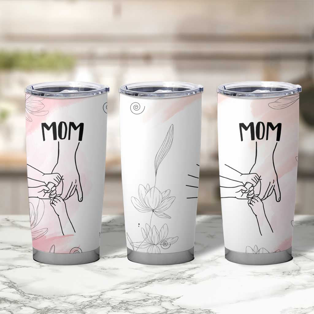 Gift for Mom of 3 Childrens Tumbler Cup Mama Holding Hands Mothers Day Gift - Wonder Print Shop