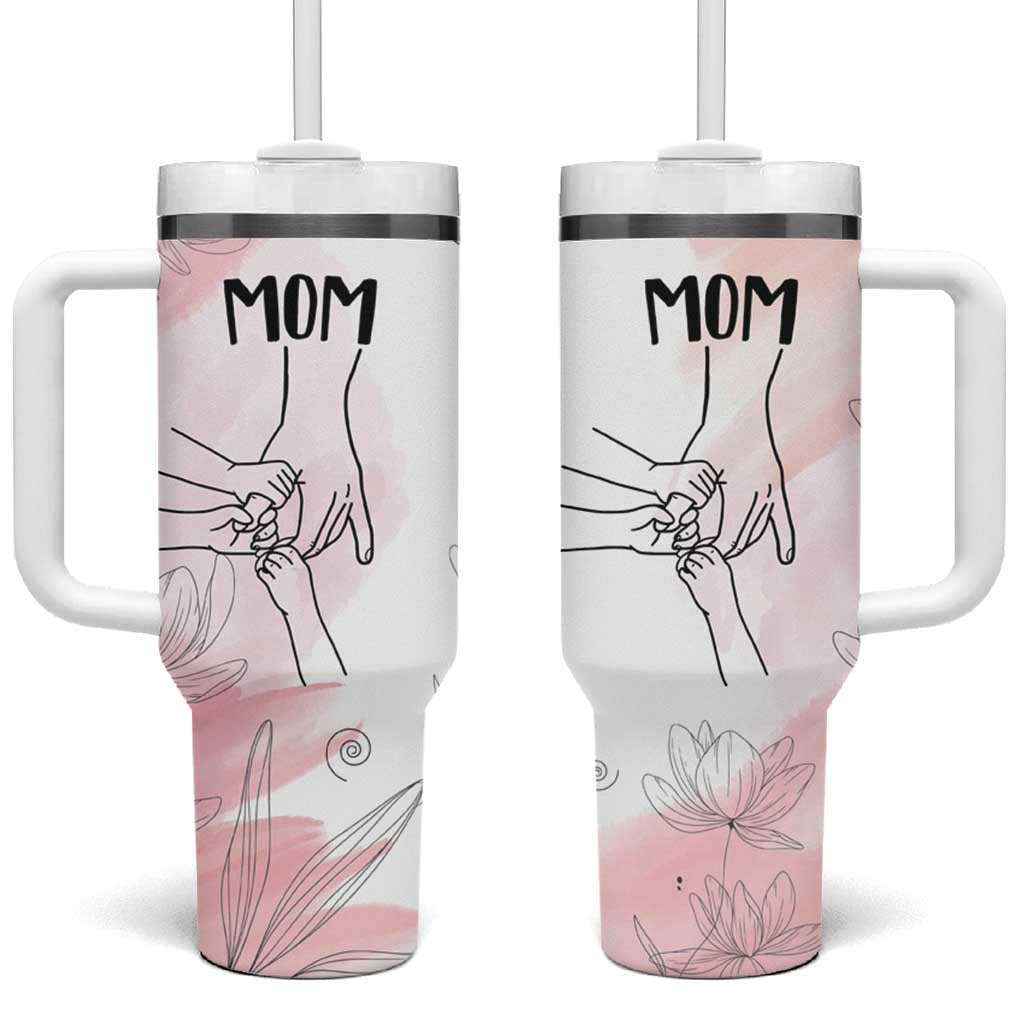 Gift for Mom of 3 Childrens Tumbler With Handle Mama Holding Hands Mothers Day Gift - Wonder Print Shop