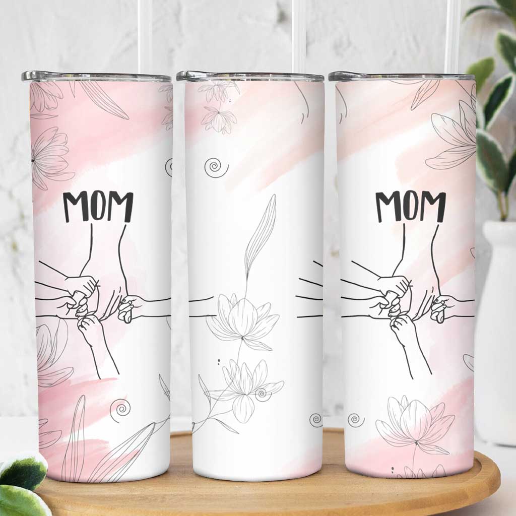 Gift for Mom of 4 Childrens Skinny Tumbler Mama Holding Hands Mothers Day Gift - Wonder Print Shop